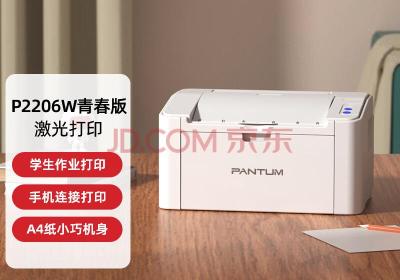 奔图 （PANTUM ）P2206W青春版 黑白激光家用打印机 手机直连无线打印 机身小巧